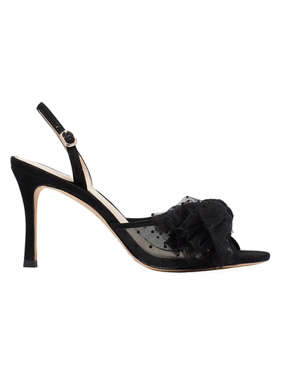 Shop Kate Spade Bridal Sparkle Tulle & Leather Slingback Sandals In Black