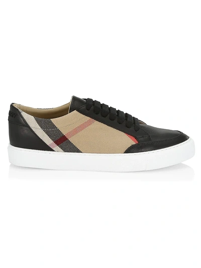Shop Burberry Salmond Vintage Check Sneakers In New Black