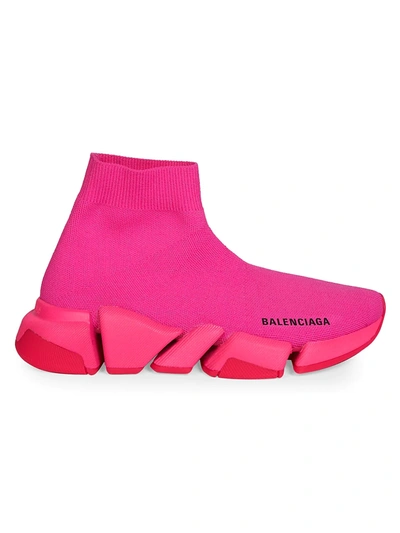 Shop Balenciaga Neon Speed Sock Sneakers In Neon Pink