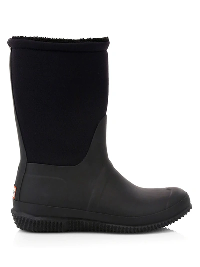 Shop Hunter Women's Roll Top Rubber & Neoprene Faux-sherpa-lined Boots In Black