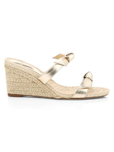 Shop Alexandre Birman Clarita Metallic Leather Espadrille Wedge Mules In Golden