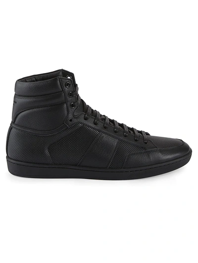 Shop Saint Laurent Leather High Top Sneakers In Black