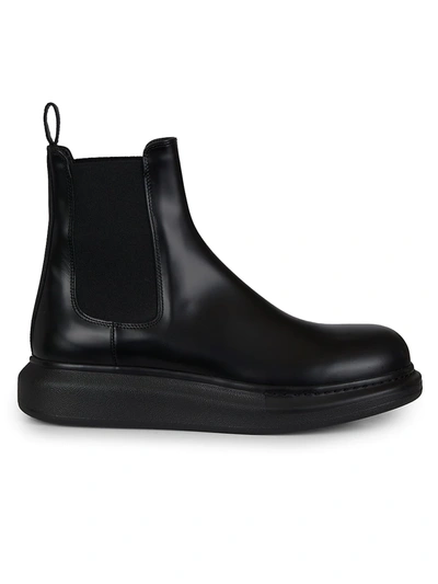 Shop Alexander Mcqueen Men's Platform Leather Chelsea Boots In Black