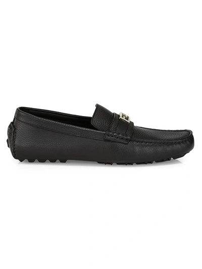 Shop Fendi Mocassino Leather Loafers In Black