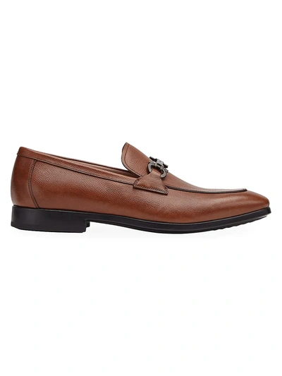 Shop Ferragamo Men's Ree Leather Loafers In Brown