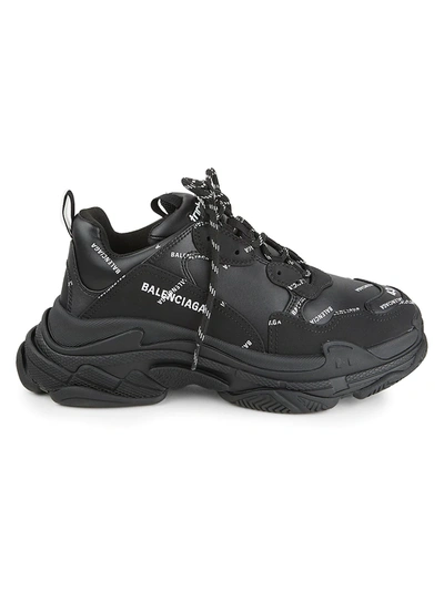 Shop Balenciaga Men's Allover Logo Triple S Sneakers In Black White