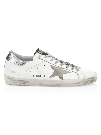 Shop Golden Goose Men's Men's Superstar Leather Sneakers In White Orange