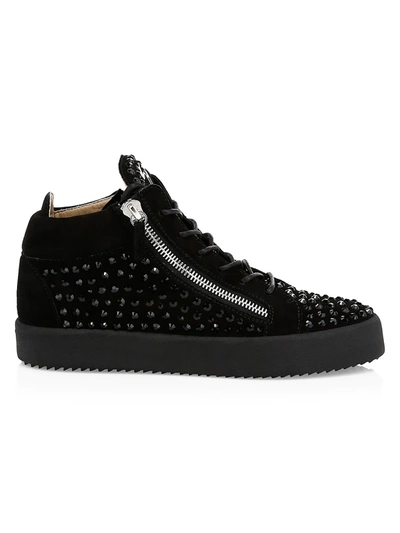 Shop Giuseppe Zanotti Studded Mid-top Sneakers In Black