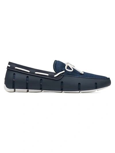 Shop Swims Braided Lace Loafers In Navy
