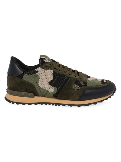 Shop Valentino Rockrunner Camouflage Sneakers In Green Multi