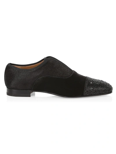 Shop Christian Louboutin Alpha Male Glitter Oxford Loafers In Black