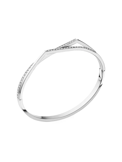 Shop Repossi Women's Antifer 18k White Gold & Pavé Diamond 2-row Bangle Bracelet In Diamond White Gold