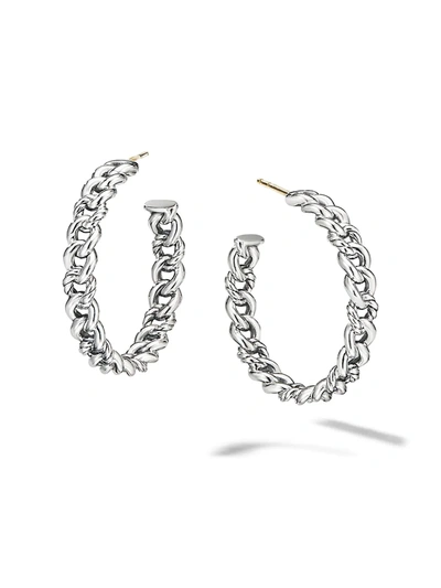 Shop David Yurman Women's Belmont Curb Link Hoop Earrings In Silver