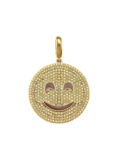 Shop Judith Leiber Women's 14k Goldplated Sterling Silver & Cubic Zirconia Smiley Emoji Charm