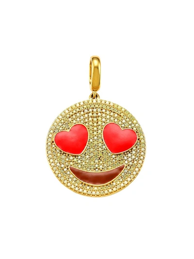 Shop Judith Leiber 14k Goldplated Sterling Silver & Cubic Zirconia Heart Eyes Emoji Charm