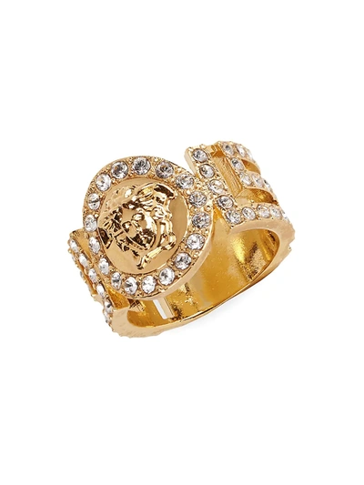 Shop Versace Women's Icon Medusa Swarovski Crystal Ring In Gold