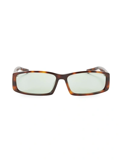 Shop Balenciaga 60mm Tortoise Shell Narrow Rectangular Sunglasses In Havana