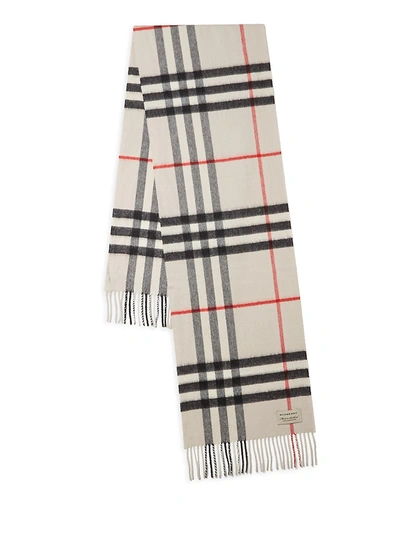Shop Burberry The Classic Check Cashmere Scarf In Stone