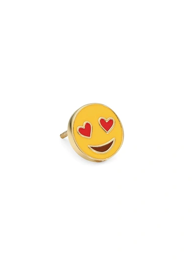 Shop Judith Leiber Women's 14k Goldplated Sterling Silver & Enamel In Love Emoji Single Stud Earring In Gold Mutli