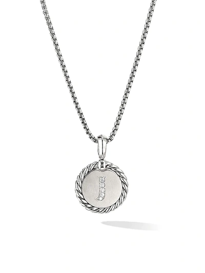 Shop David Yurman Women's Cable Collectibles Sterling Silver & Pavé Diamond Initial Pendant Necklace In Initial J
