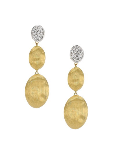 Shop Marco Bicego Women's Siviglia 18k Gold & Diamond Hand Engraved Large Three-drop Earrings