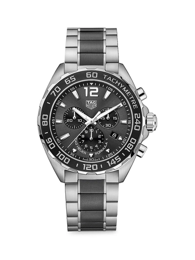 Shop Tag Heuer Men's Formula 1 43mm Stainless Steel & Ceramic Quartz Tachymeter Chronograph Bracelet Watch