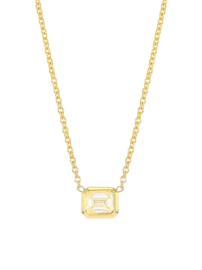 Shop Roberto Coin Women's Tiny Treasures 18k Yellow Gold & Emerald-cut Diamond Pendant Necklace
