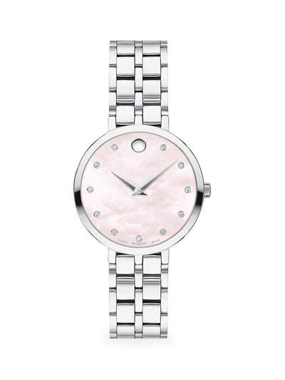 Shop Movado Women's Kora Diamond Stainless Steel Bracelet Watch In Pink