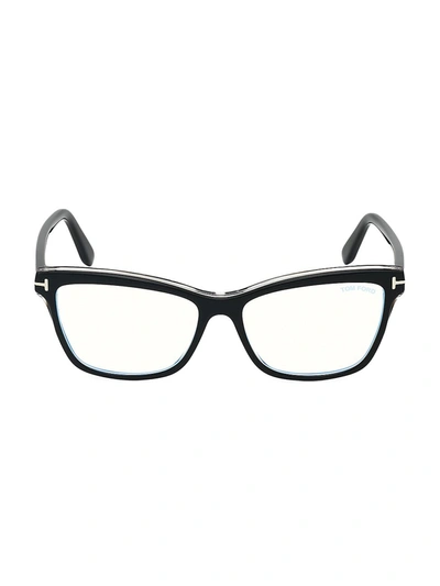 Shop Tom Ford Women's 55mm Square Blue Block Optical Glasses In Black