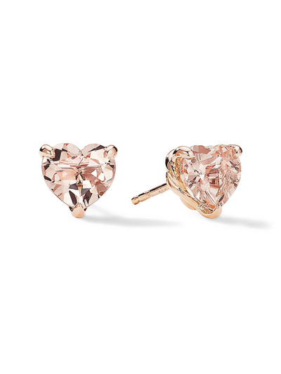 Shop David Yurman Women's Heart Stud Earrings In 18k Rose Gold With Morganite