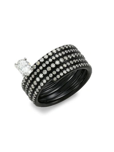 Shop Repossi Women's Blast 18k Black Gold & Diamond Ring