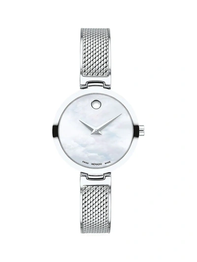 Shop Movado Amika Stainless Steel & Mesh Bangle Watch In Silver
