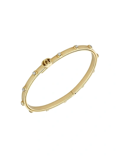 Shop Gucci Running Gg 18k Yellow Gold & Diamond Bracelet