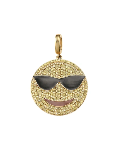 Shop Judith Leiber Women's 14k Goldplated Sterling Silver & Cubic Zirconia Cool Daddy Emoji Charm