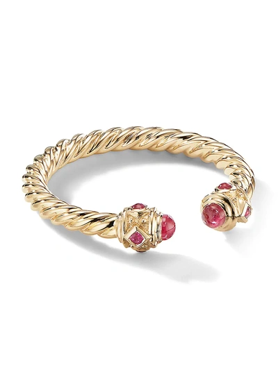 Shop David Yurman Women's Renaissance Open Ring In 18k Gold With Gemstones In Ruby