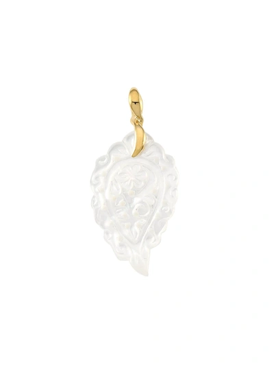 Shop Tamara Comolli Women's India 18k Yellow Gold & White Mother-of-pearl Small Leaf Pendant