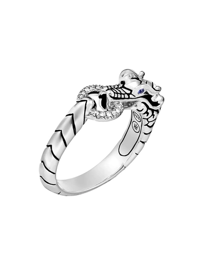 Shop John Hardy Women's Legends Naga Sterling Silver, Diamond Pavé & Blue Sapphire Dragon Head Ring