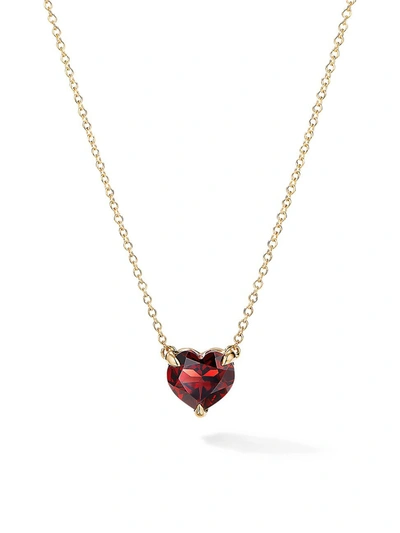 Shop David Yurman Women's Cable Heart Valentine's Day 18k Yellow Gold & Garnet Small Pendant Necklace