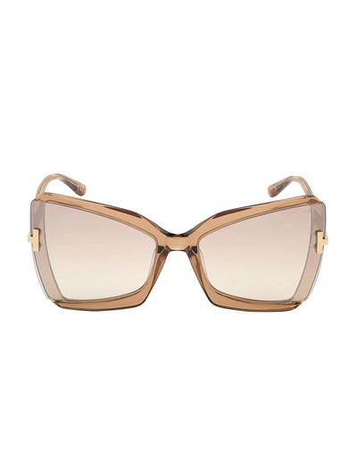 Shop Tom Ford Women's Gia 63mm Oversized Cat Eye Sunglasses In Beige