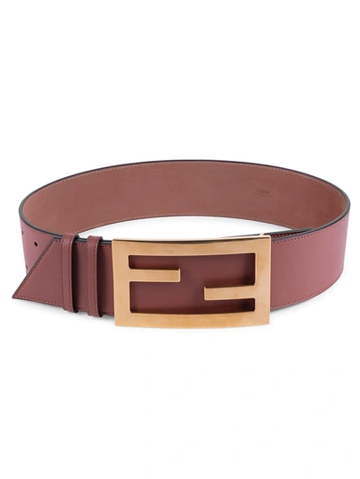 Shop Fendi Ff Logo Leather Belt In Rust