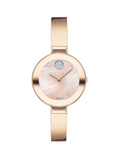 Shop Movado Women's Bold Rose Gold Ion-plated Stainless Steel Bangle Watch In Pink