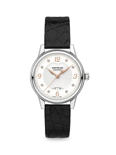 Shop Montblanc Women's Bohème Stainless Steel & Alligator Strap Automatic Watch In Black