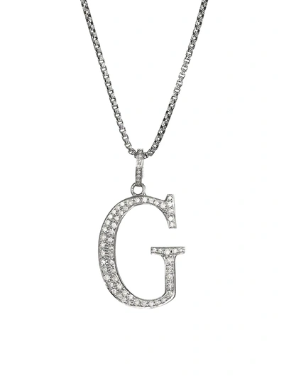 Shop Nina Gilin Silvertone & Natural Champagne Diamond Initial Pendant Necklace In Initial G