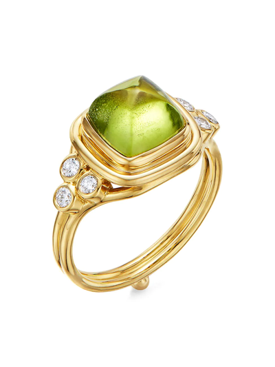 Shop Temple St Clair Women's High 18k Yellow Gold, Peridot & Diamond Classic Sugar Loaf Ring