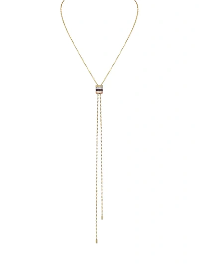 Shop Boucheron Women's Quatre Classique 18k Tri-tone Gold, Brown Pvd & Diamond Pendant Bolo Necklace