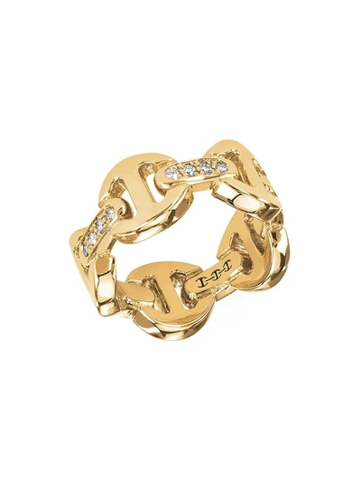 Shop Hoorsenbuhs Women's Dame Tri-link 18k Yellow Gold & Diamond Ring
