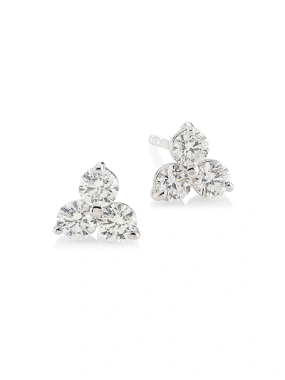 Shop Roberto Coin Women's Diamond Classic 18k White Gold & Diamond Cluster Stud Earrings