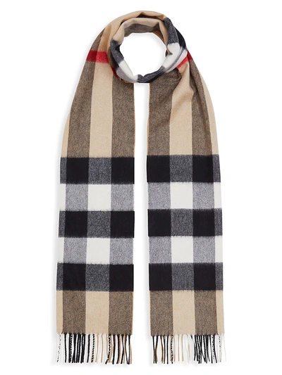 Shop Burberry Women's Check Cashmere Scarf In Beige