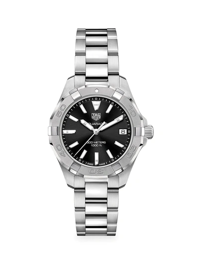 Shop Tag Heuer Aquaracer 32mm Stainless Steel Quartz Bracelet Watch In Silver