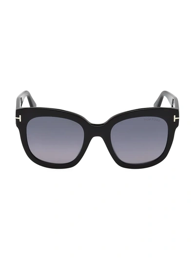 Shop Tom Ford Women's Beatrix 52mm Polarized Lens Oversize Square Sunglasses In Black